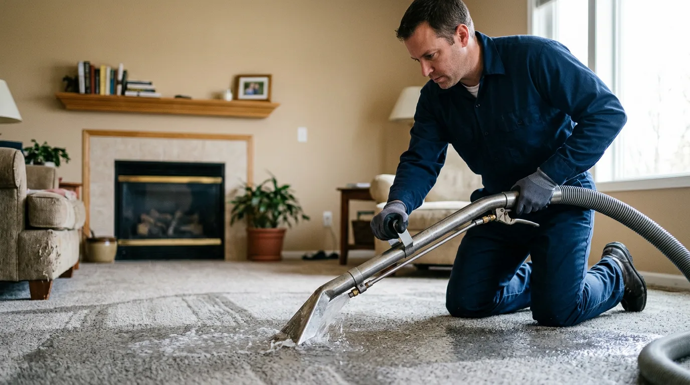 Water damage restoration technician working near Universal, IN